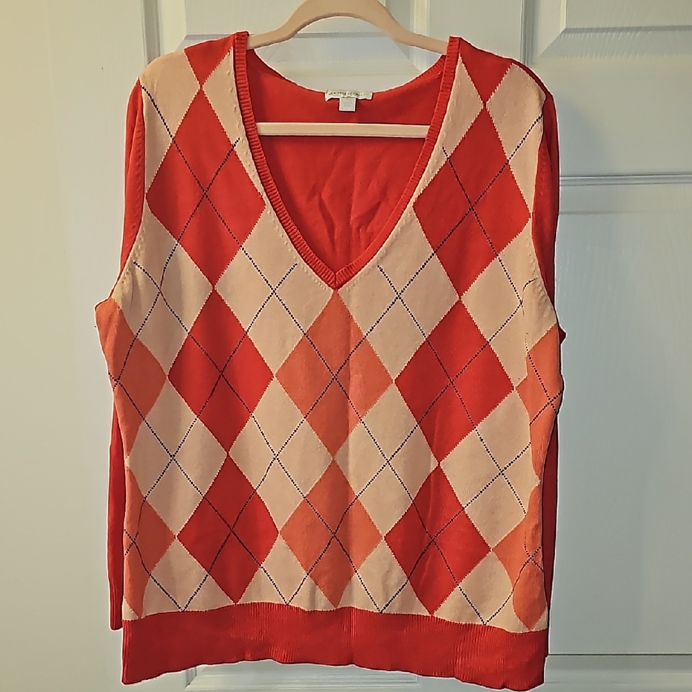 NY&Co Argyle V-Neck Sweater Vest, XXL
